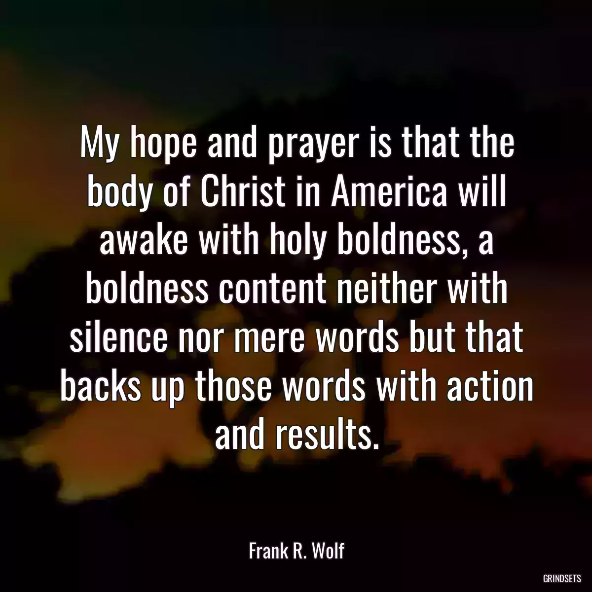 My hope and prayer is that the body of Christ in America will awake with holy boldness, a boldness content neither with silence nor mere words but that backs up those words with action and results.