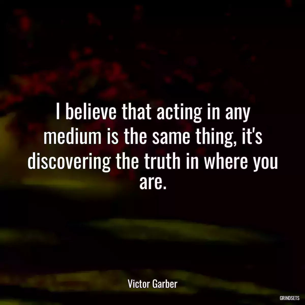 I believe that acting in any medium is the same thing, it\'s discovering the truth in where you are.