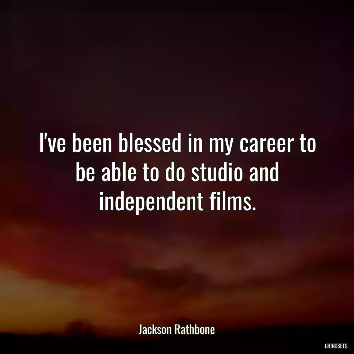 I\'ve been blessed in my career to be able to do studio and independent films.