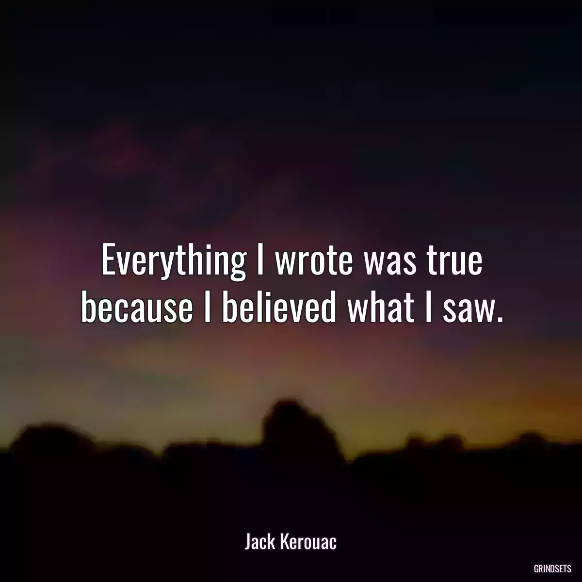 Everything I wrote was true because I believed what I saw.