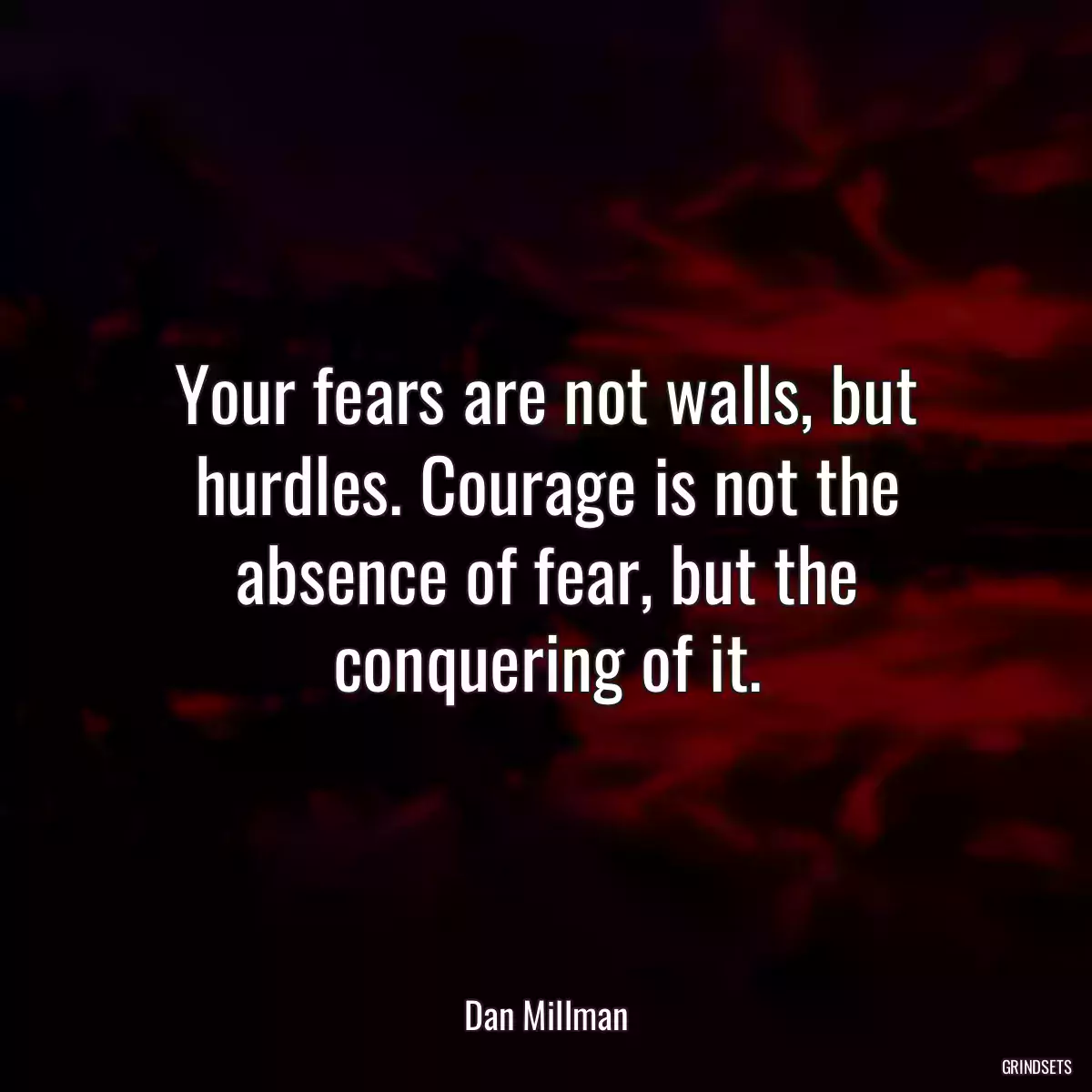 Your fears are not walls, but hurdles. Courage is not the absence of fear, but the conquering of it.