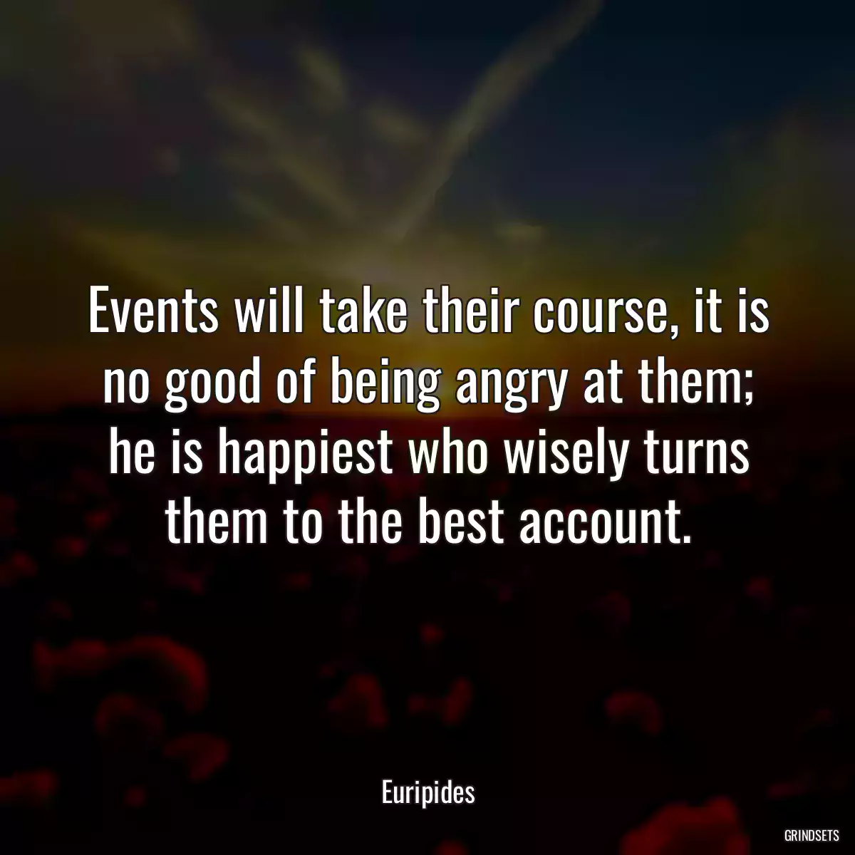 Events will take their course, it is no good of being angry at them; he is happiest who wisely turns them to the best account.