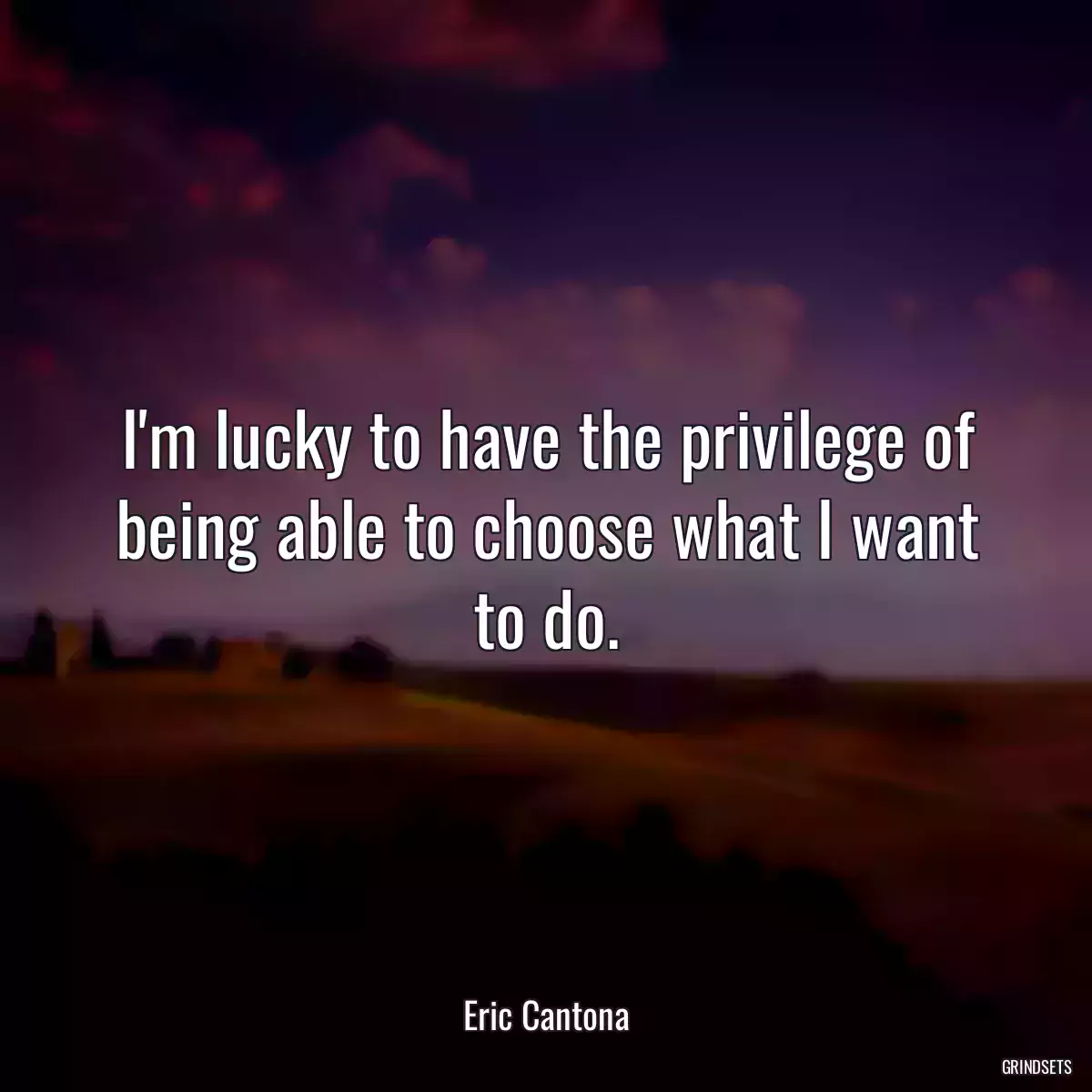 I\'m lucky to have the privilege of being able to choose what I want to do.