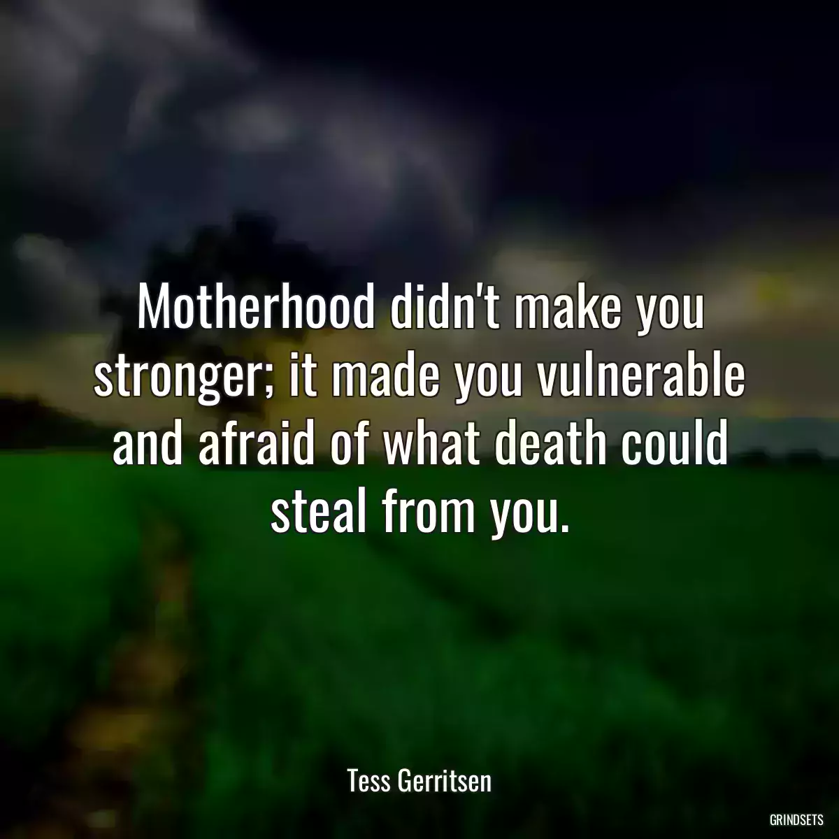 Motherhood didn\'t make you stronger; it made you vulnerable and afraid of what death could steal from you.