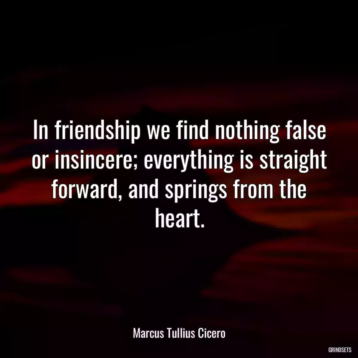 In friendship we find nothing false or insincere; everything is straight forward, and springs from the heart.