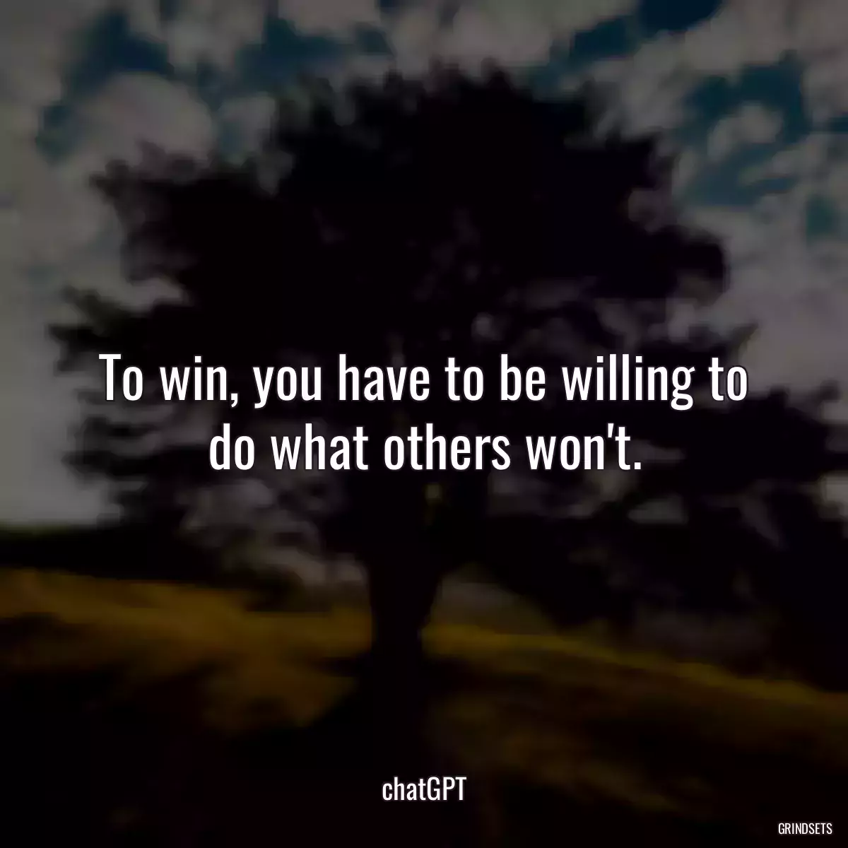 To win, you have to be willing to do what others won\'t.