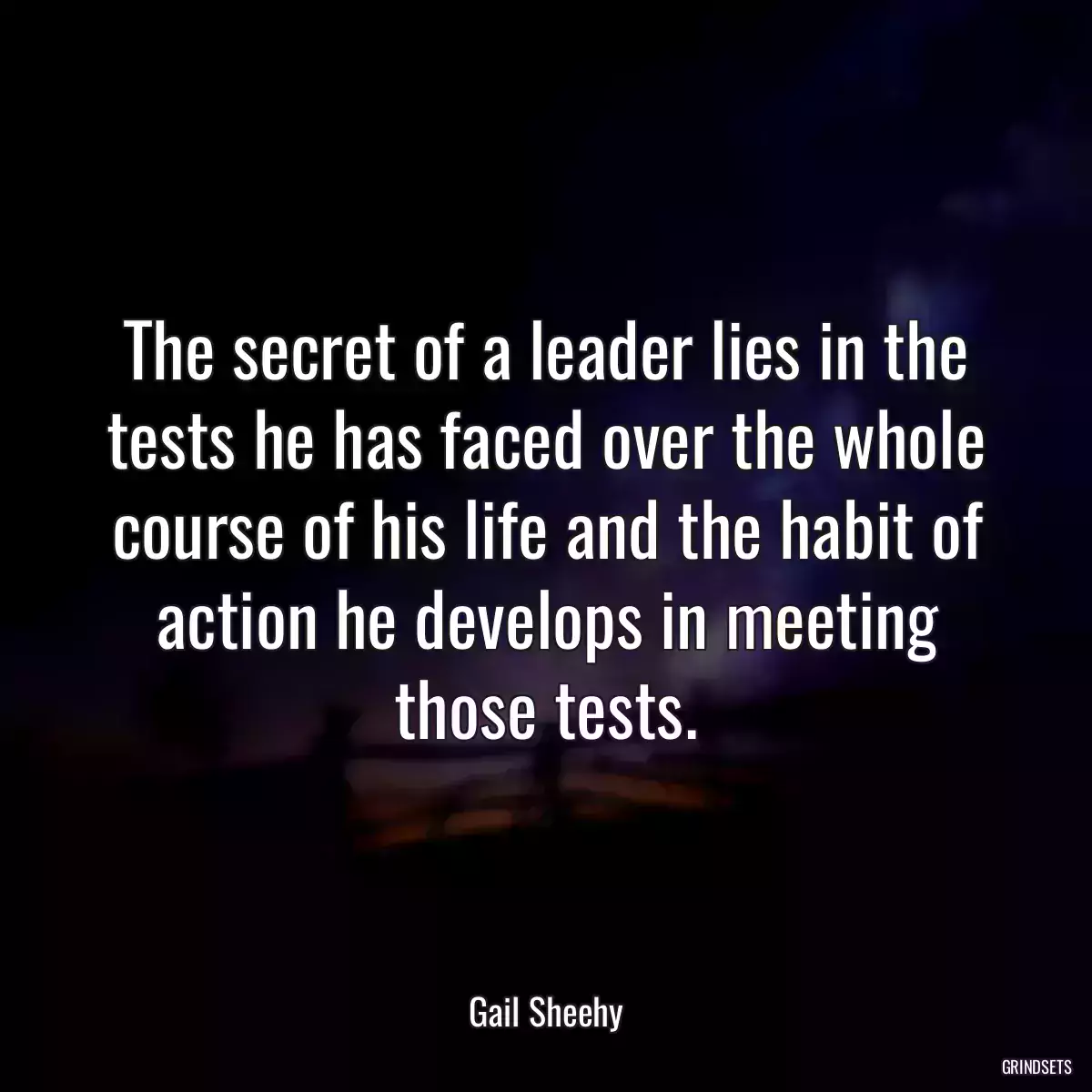 The secret of a leader lies in the tests he has faced over the whole course of his life and the habit of action he develops in meeting those tests.