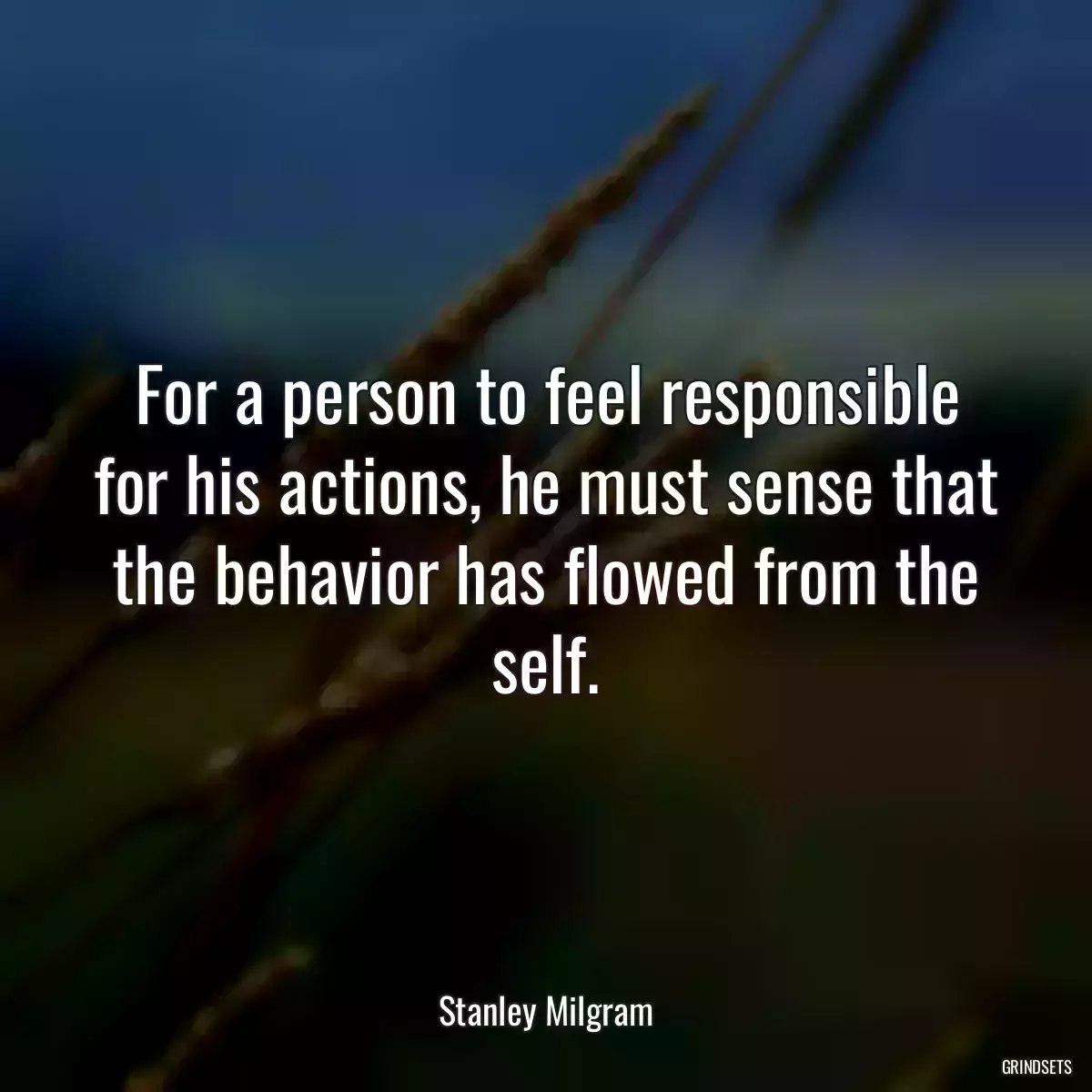 For a person to feel responsible for his actions, he must sense that the behavior has flowed from the self.