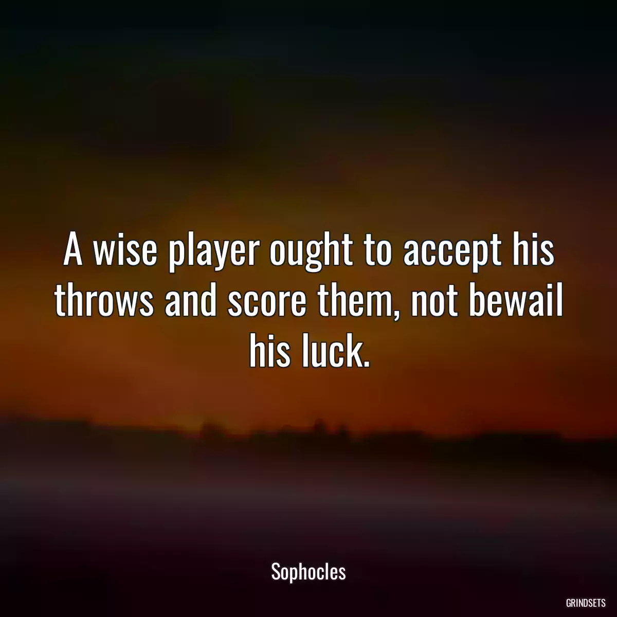 A wise player ought to accept his throws and score them, not bewail his luck.