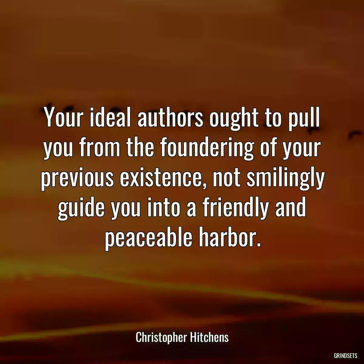 Your ideal authors ought to pull you from the foundering of your previous existence, not smilingly guide you into a friendly and peaceable harbor.