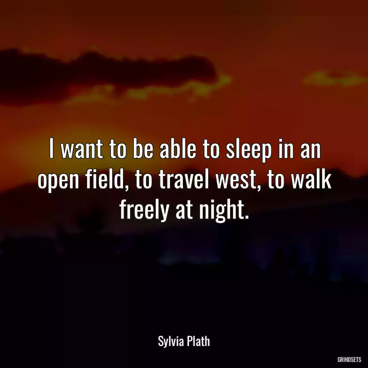 I want to be able to sleep in an open field, to travel west, to walk freely at night.