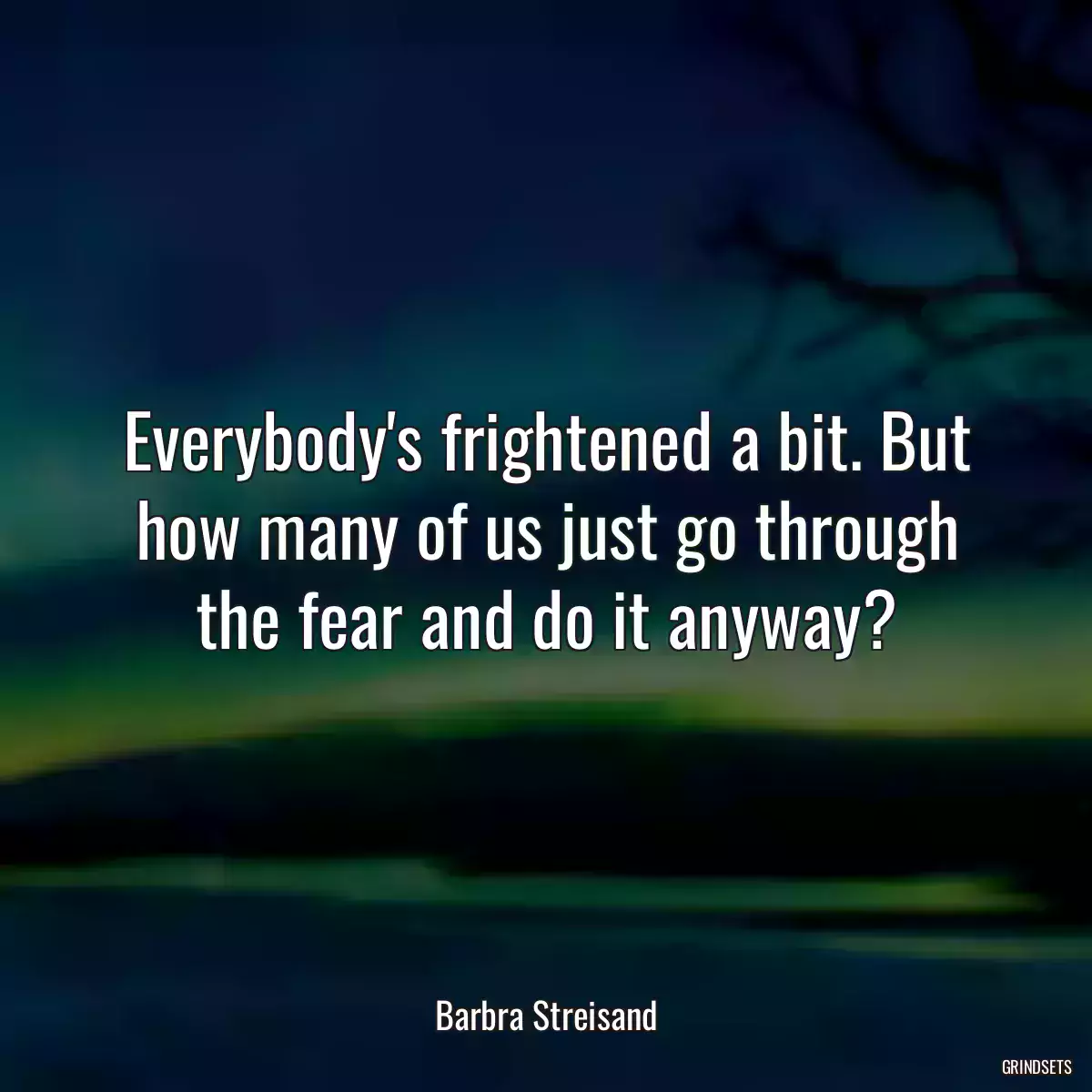 Everybody\'s frightened a bit. But how many of us just go through the fear and do it anyway?