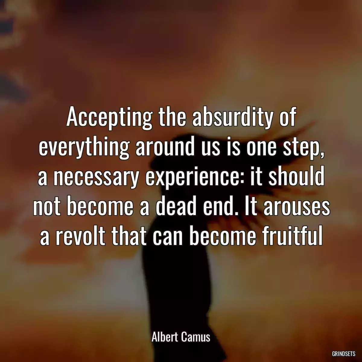 Accepting the absurdity of everything around us is one step, a necessary experience: it should not become a dead end. It arouses a revolt that can become fruitful