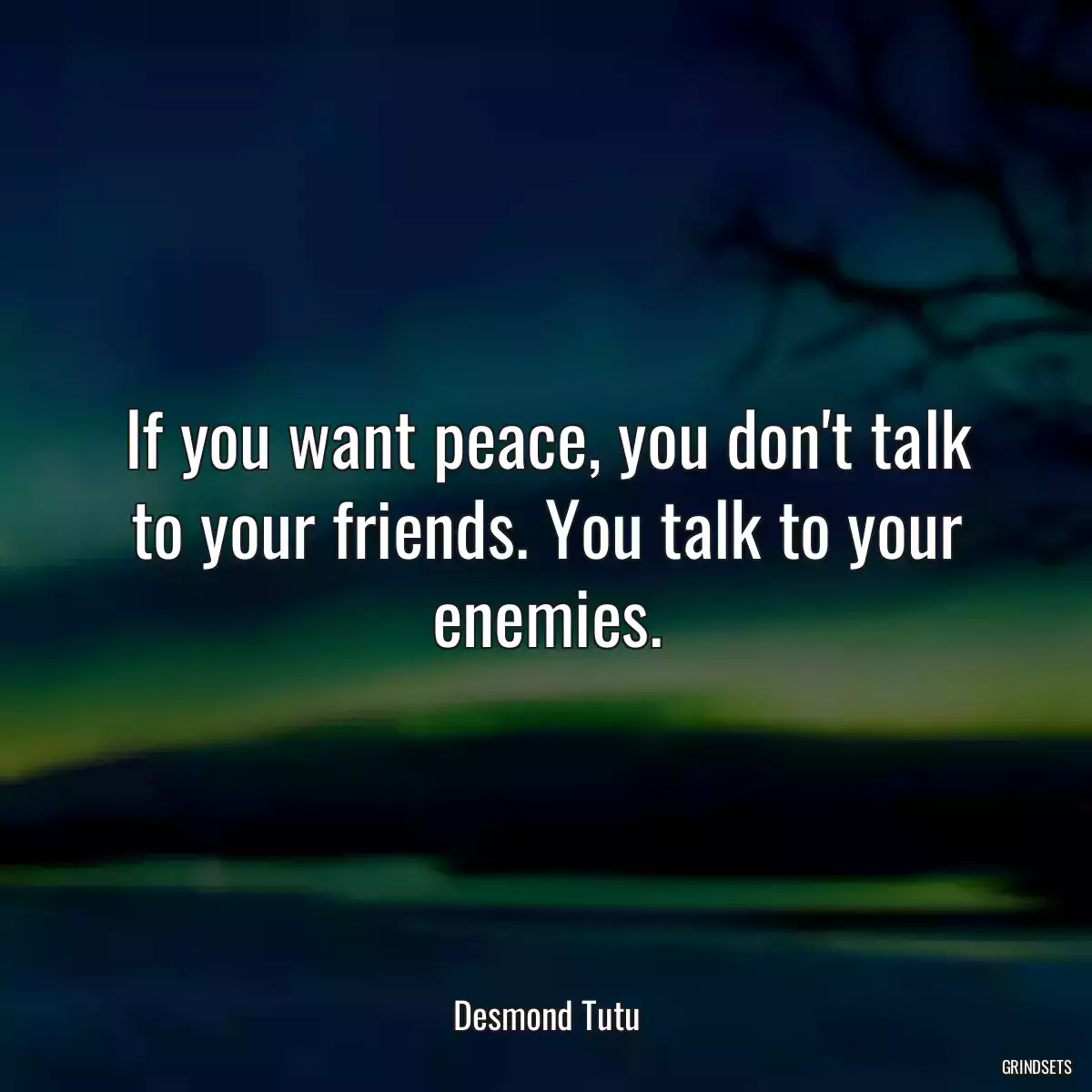 If you want peace, you don\'t talk to your friends. You talk to your enemies.