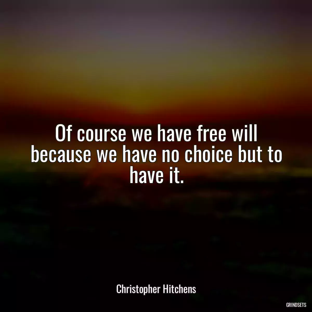 Of course we have free will because we have no choice but to have it.