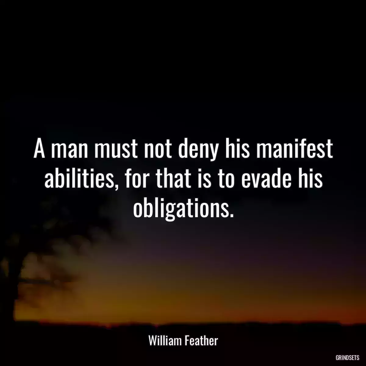 A man must not deny his manifest abilities, for that is to evade his obligations.