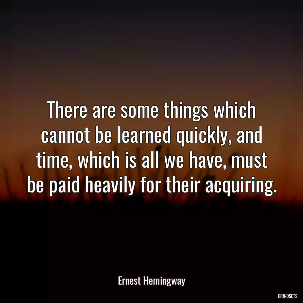 There are some things which cannot be learned quickly, and time, which is all we have, must be paid heavily for their acquiring.