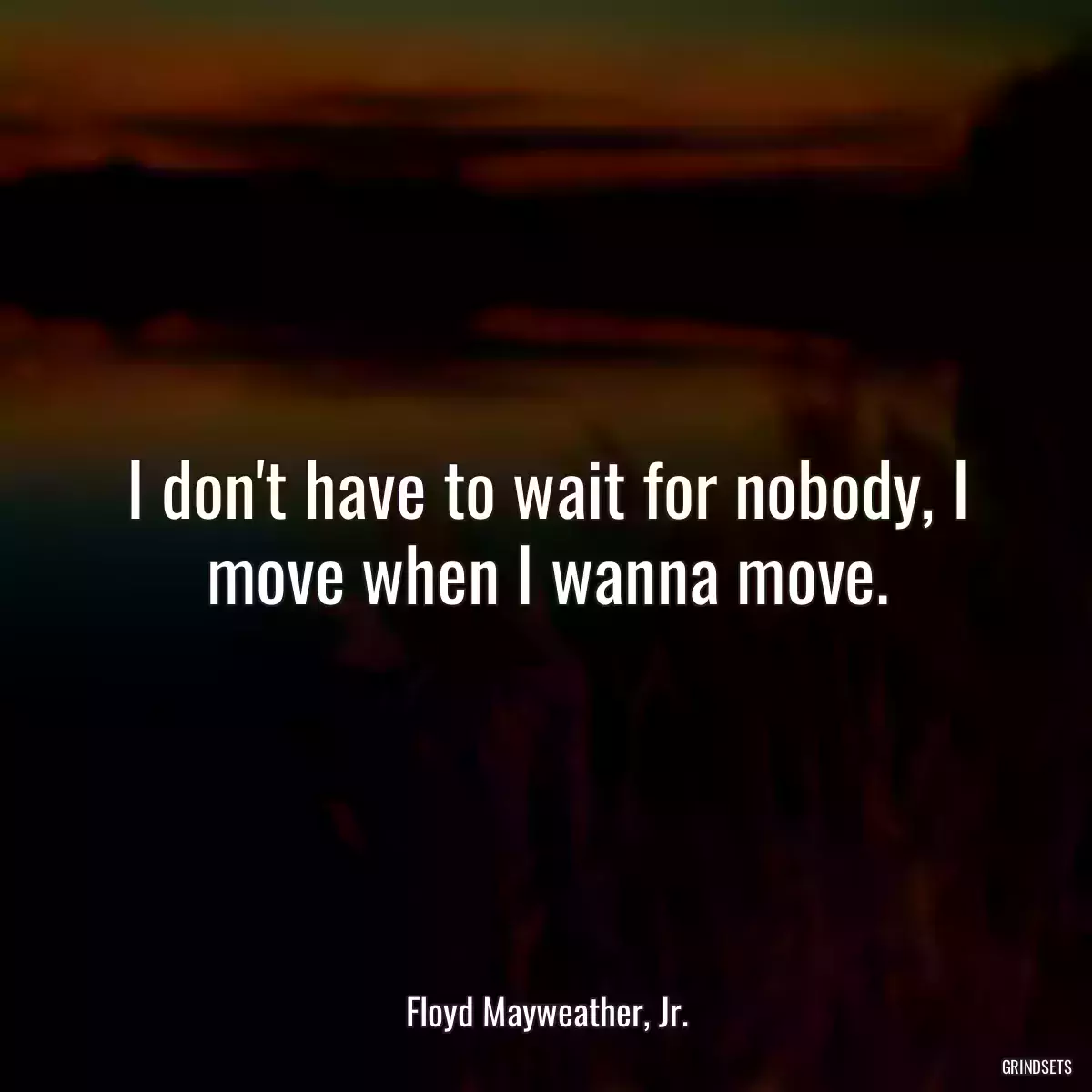 I don\'t have to wait for nobody, I move when I wanna move.