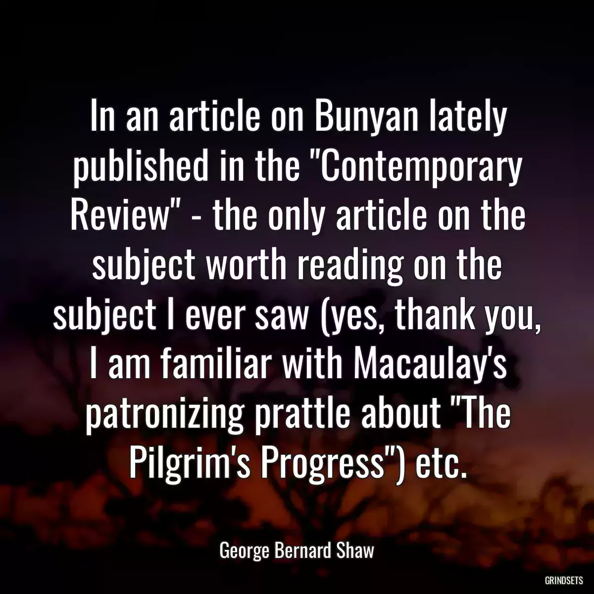 In an article on Bunyan lately published in the \