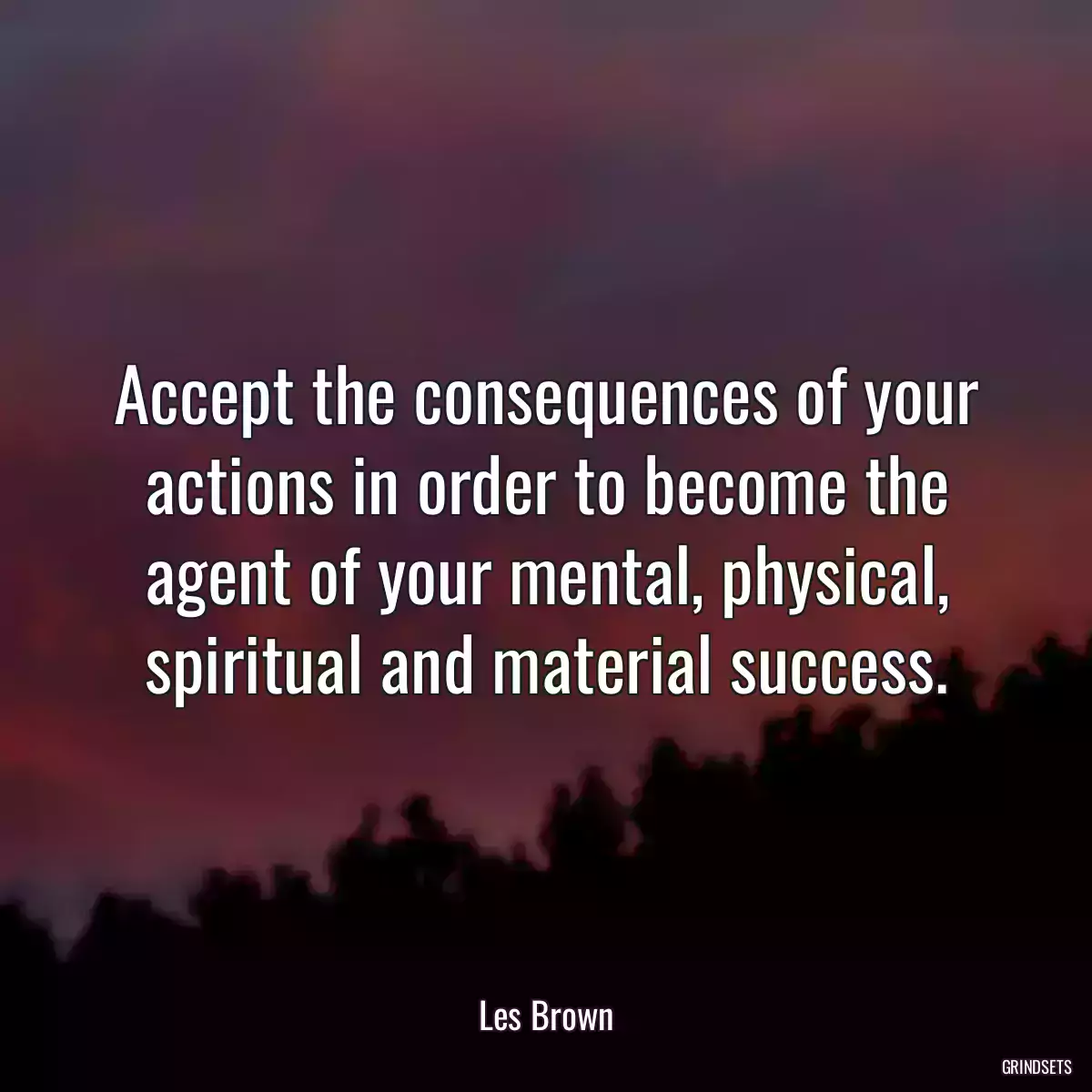 Accept the consequences of your actions in order to become the agent of your mental, physical, spiritual and material success.