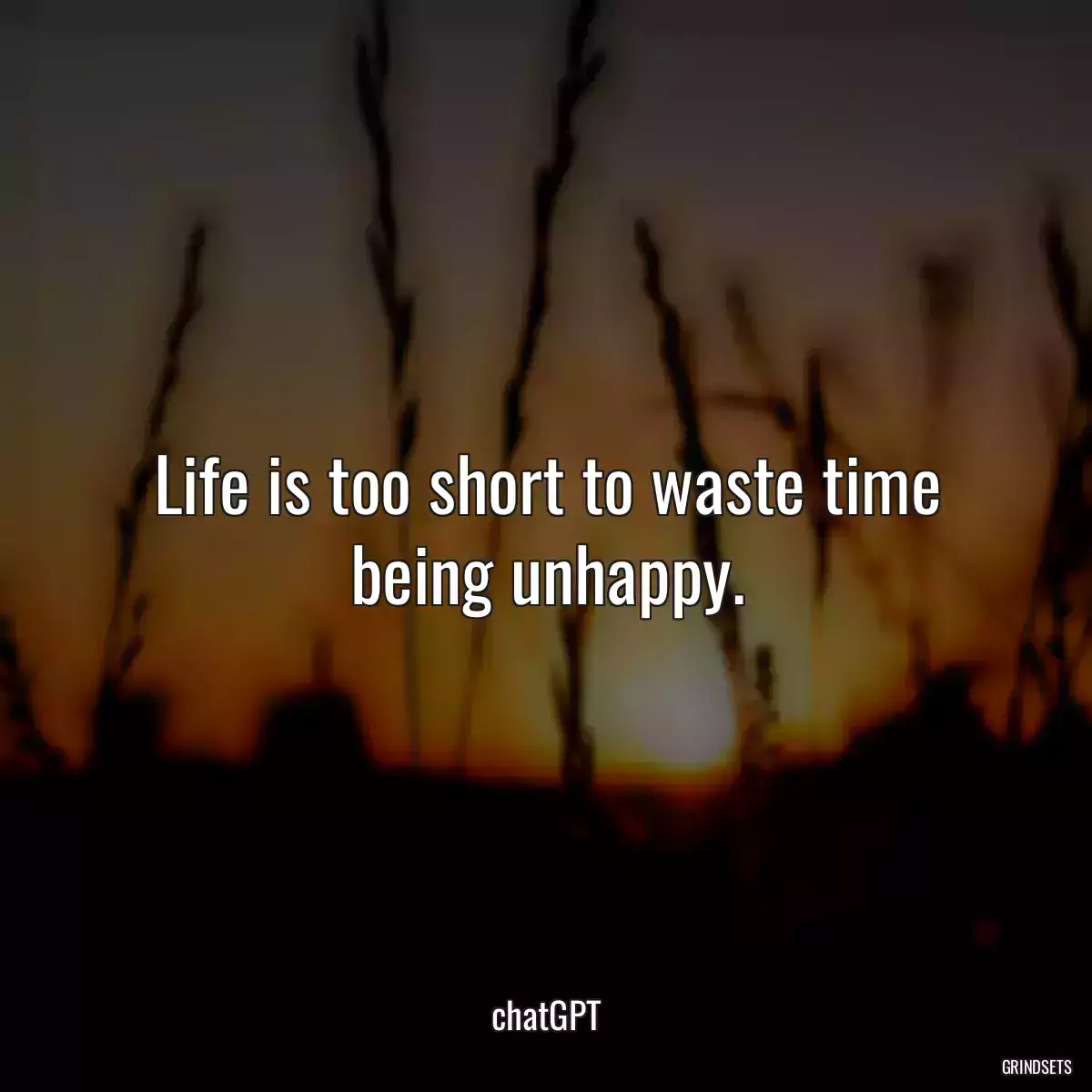 Life is too short to waste time being unhappy.