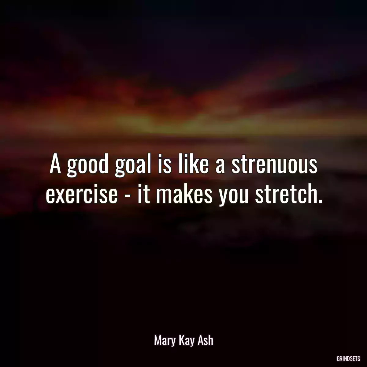 A good goal is like a strenuous exercise - it makes you stretch.