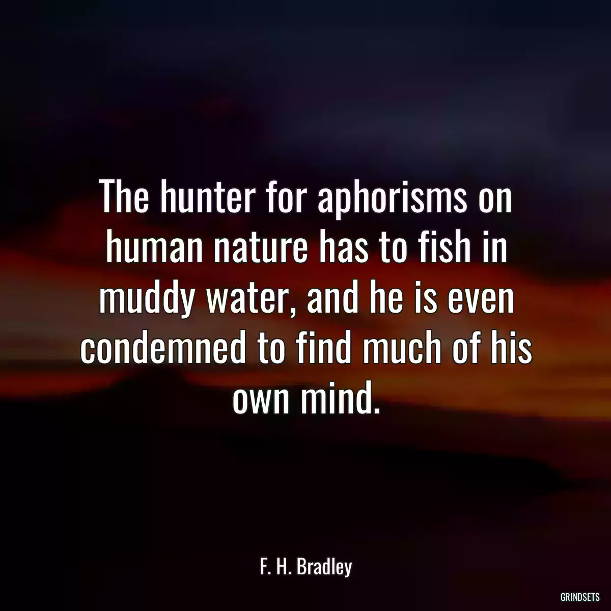 The hunter for aphorisms on human nature has to fish in muddy water, and he is even condemned to find much of his own mind.