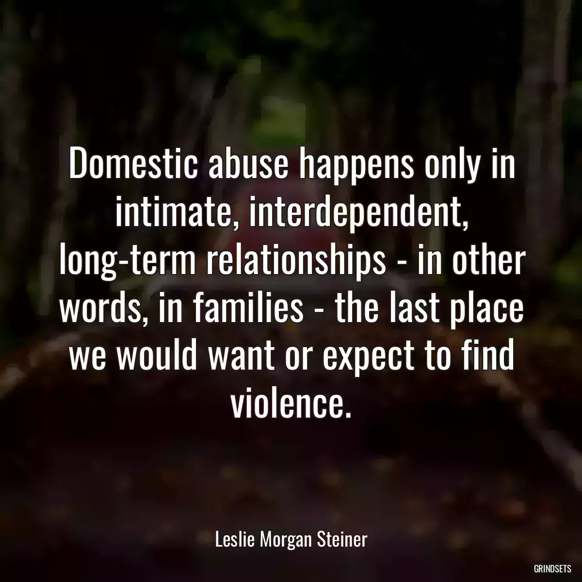 Domestic abuse happens only in intimate, interdependent, long-term relationships - in other words, in families - the last place we would want or expect to find violence.