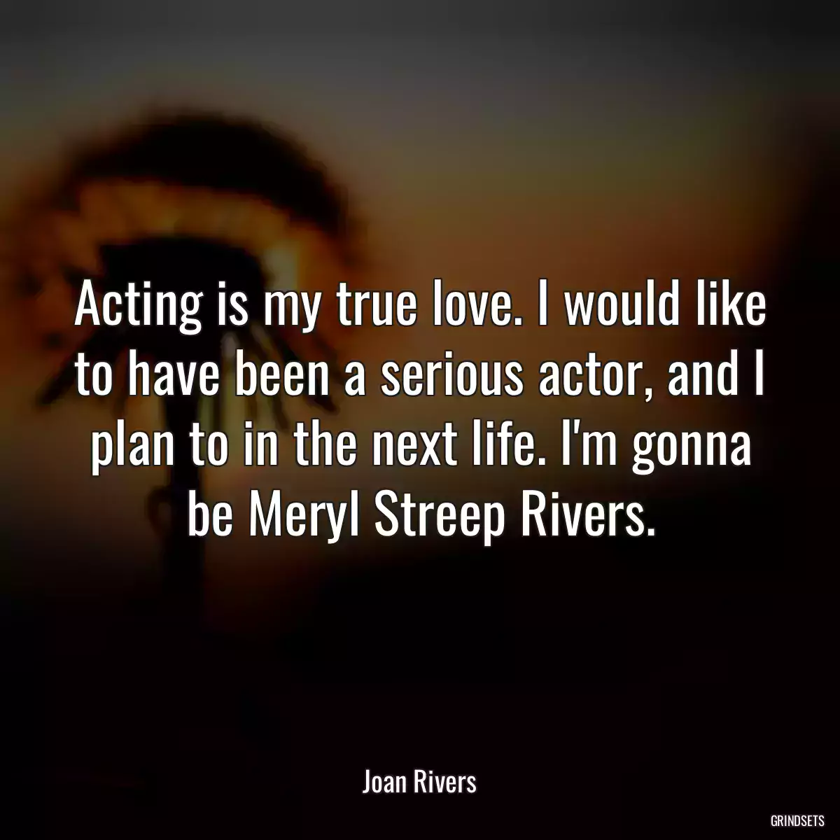 Acting is my true love. I would like to have been a serious actor, and I plan to in the next life. I\'m gonna be Meryl Streep Rivers.