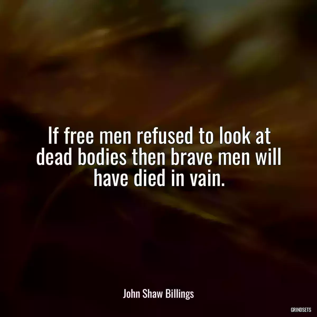 If free men refused to look at dead bodies then brave men will have died in vain.