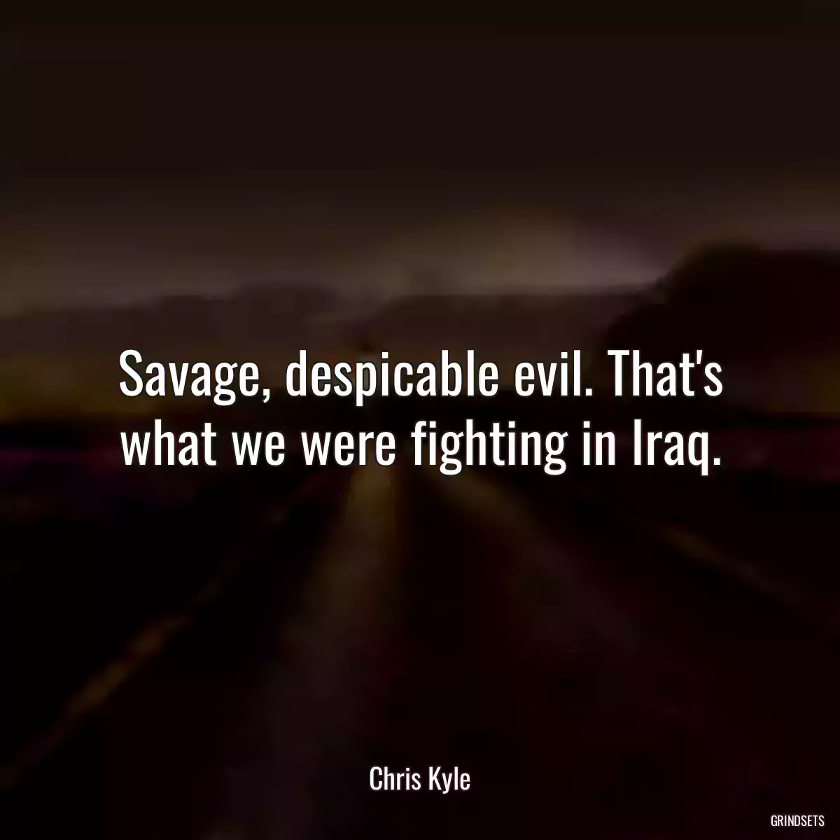 Savage, despicable evil. That\'s what we were fighting in Iraq.