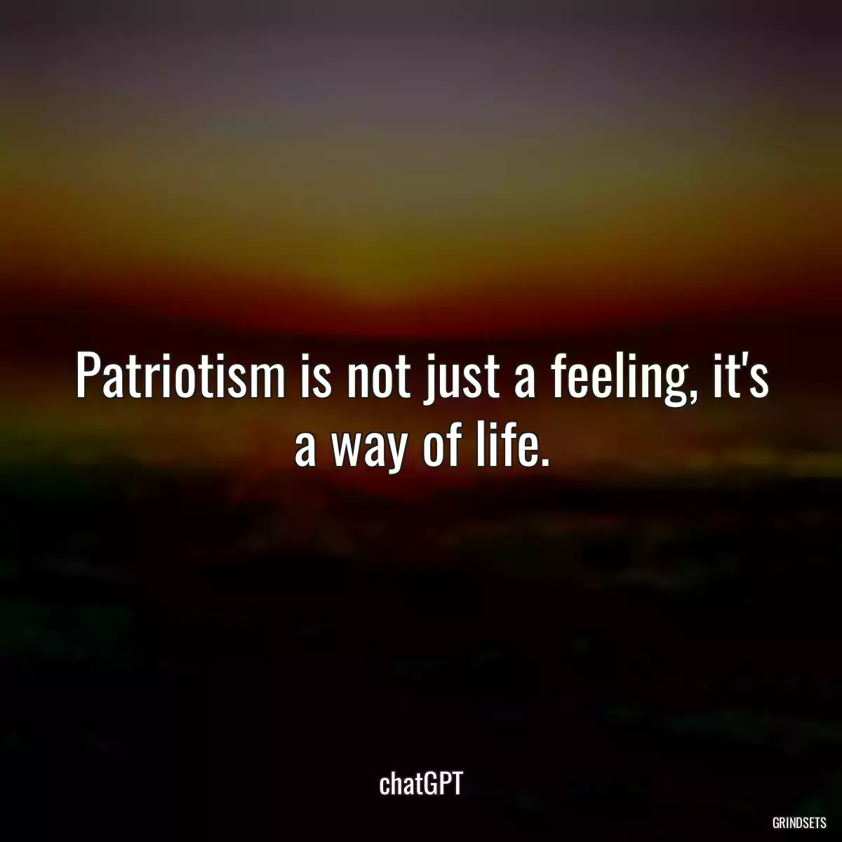 Patriotism is not just a feeling, it\'s a way of life.