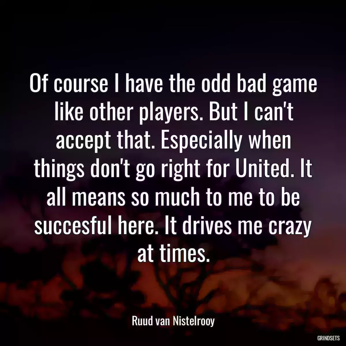 Of course I have the odd bad game like other players. But I can\'t accept that. Especially when things don\'t go right for United. It all means so much to me to be succesful here. It drives me crazy at times.