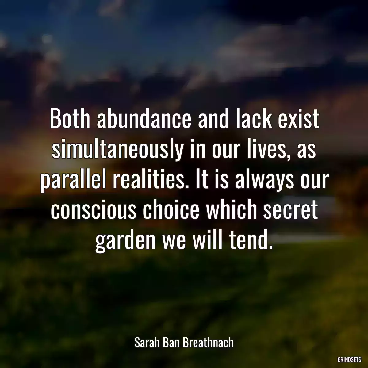 Both abundance and lack exist simultaneously in our lives, as parallel realities. It is always our conscious choice which secret garden we will tend.