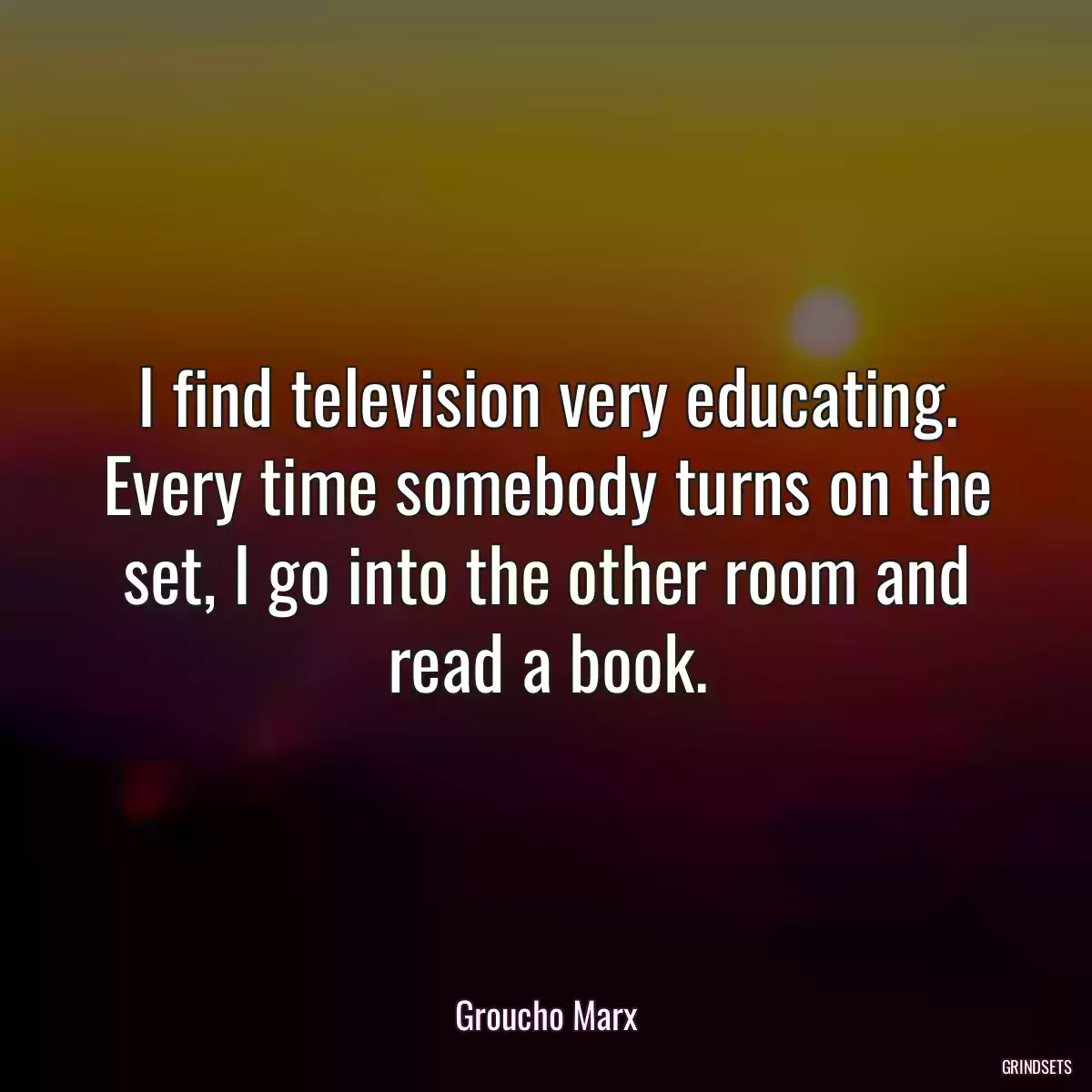 I find television very educating. Every time somebody turns on the set, I go into the other room and read a book.