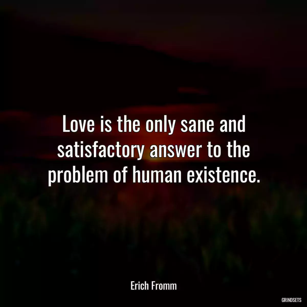 Love is the only sane and satisfactory answer to the problem of human existence.