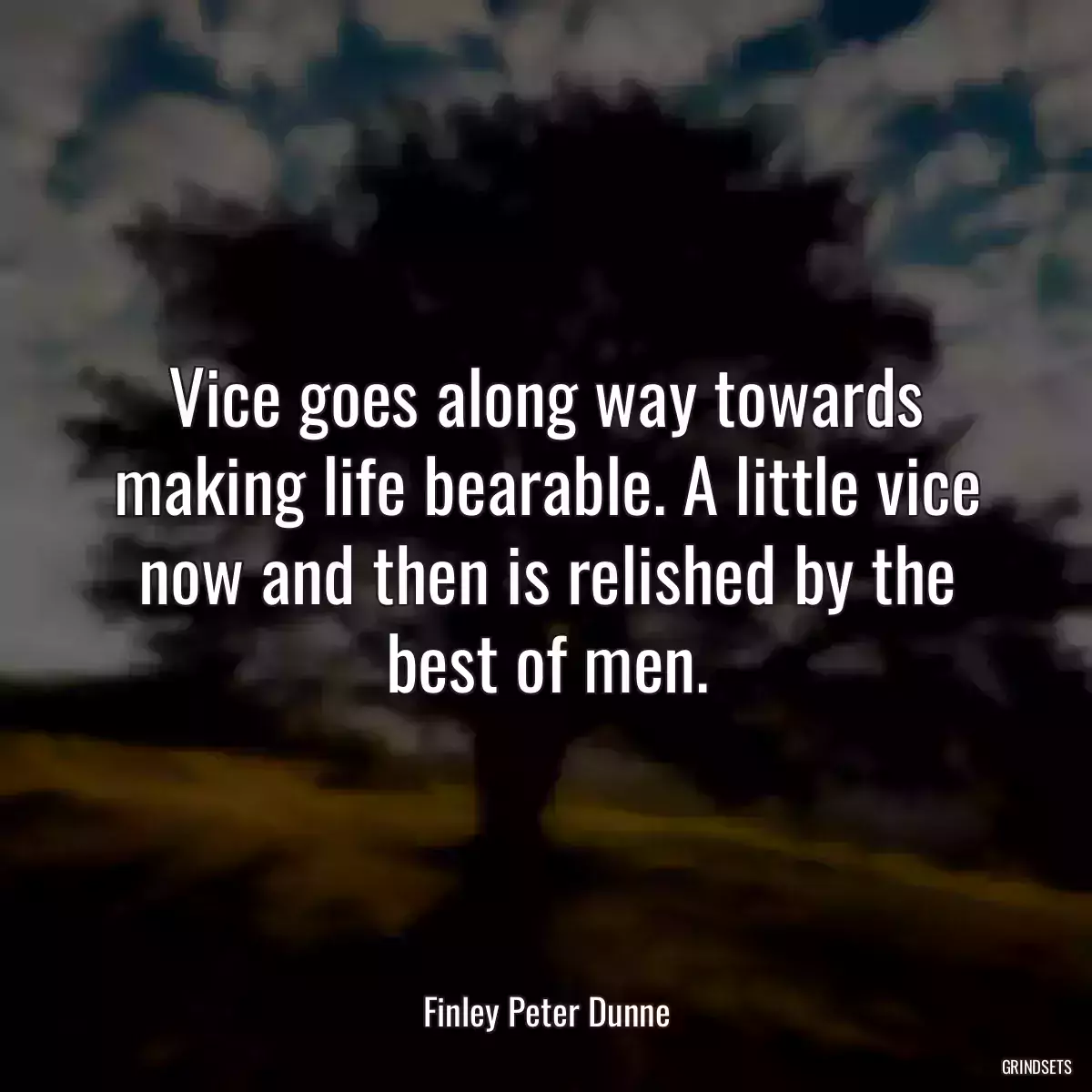 Vice goes along way towards making life bearable. A little vice now and then is relished by the best of men.