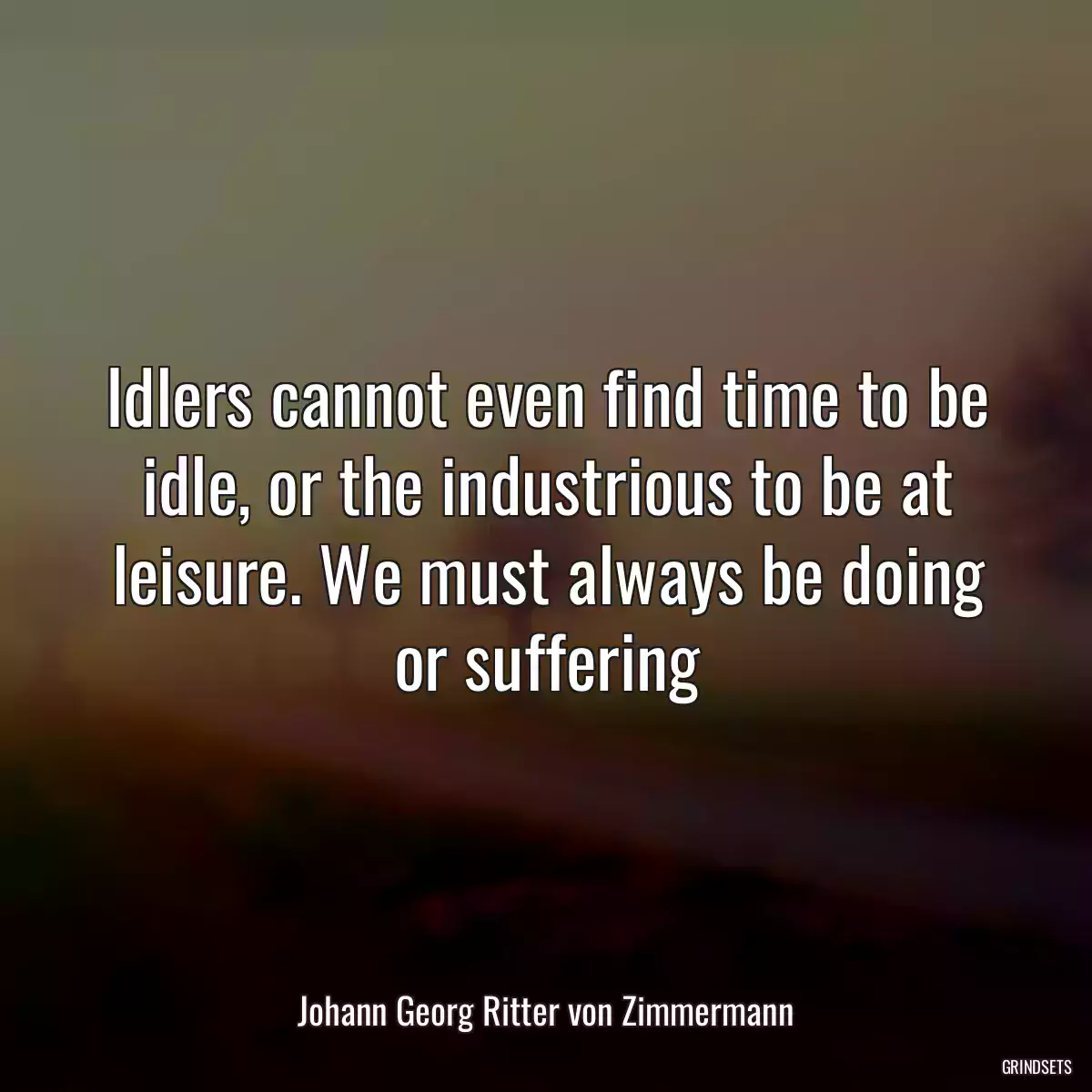 Idlers cannot even find time to be idle, or the industrious to be at leisure. We must always be doing or suffering