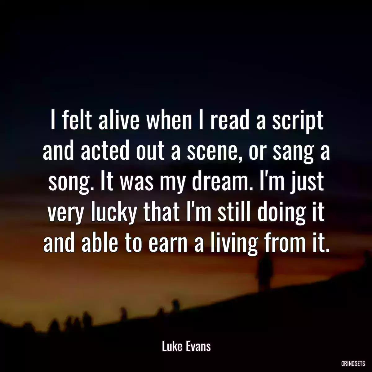 I felt alive when I read a script and acted out a scene, or sang a song. It was my dream. I\'m just very lucky that I\'m still doing it and able to earn a living from it.