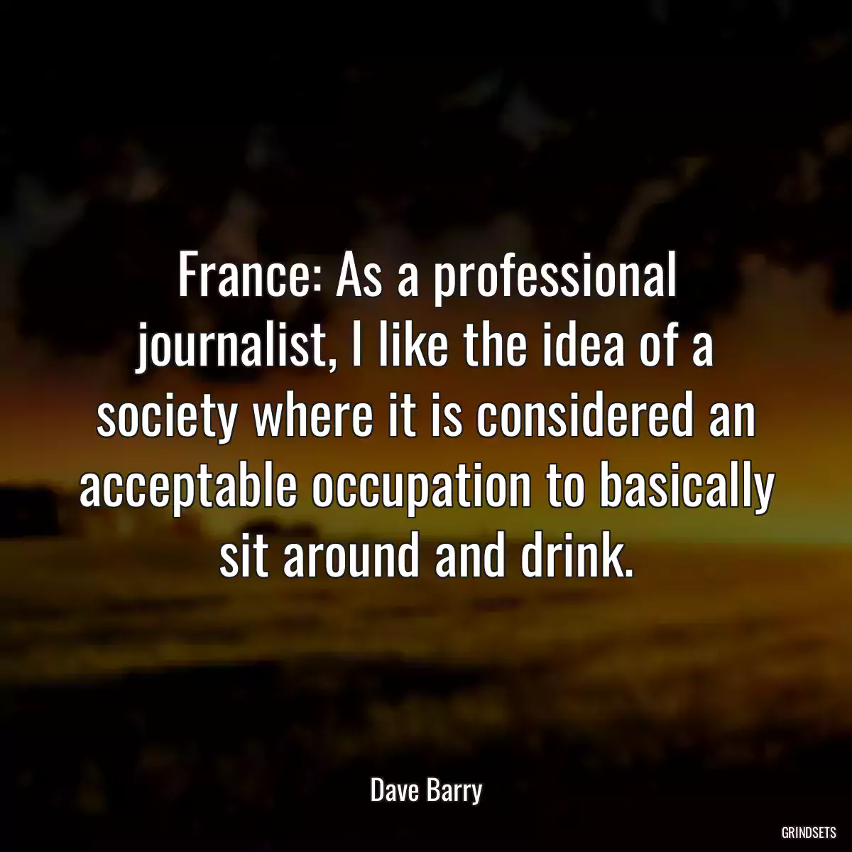 France: As a professional journalist, I like the idea of a society where it is considered an acceptable occupation to basically sit around and drink.