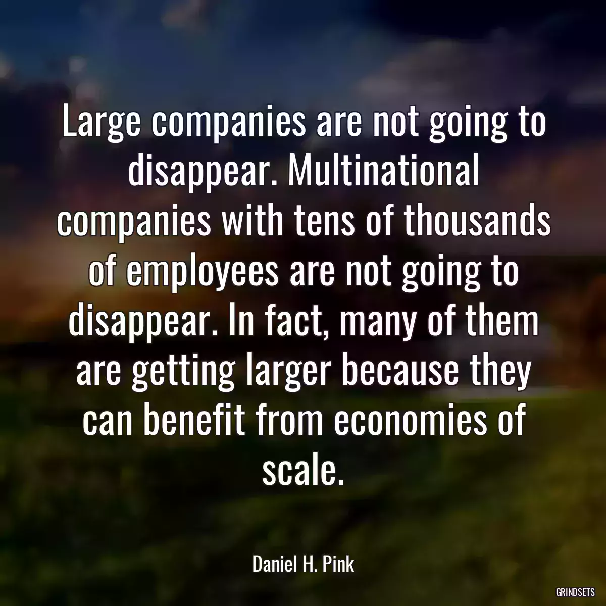 Large companies are not going to disappear. Multinational companies with tens of thousands of employees are not going to disappear. In fact, many of them are getting larger because they can benefit from economies of scale.