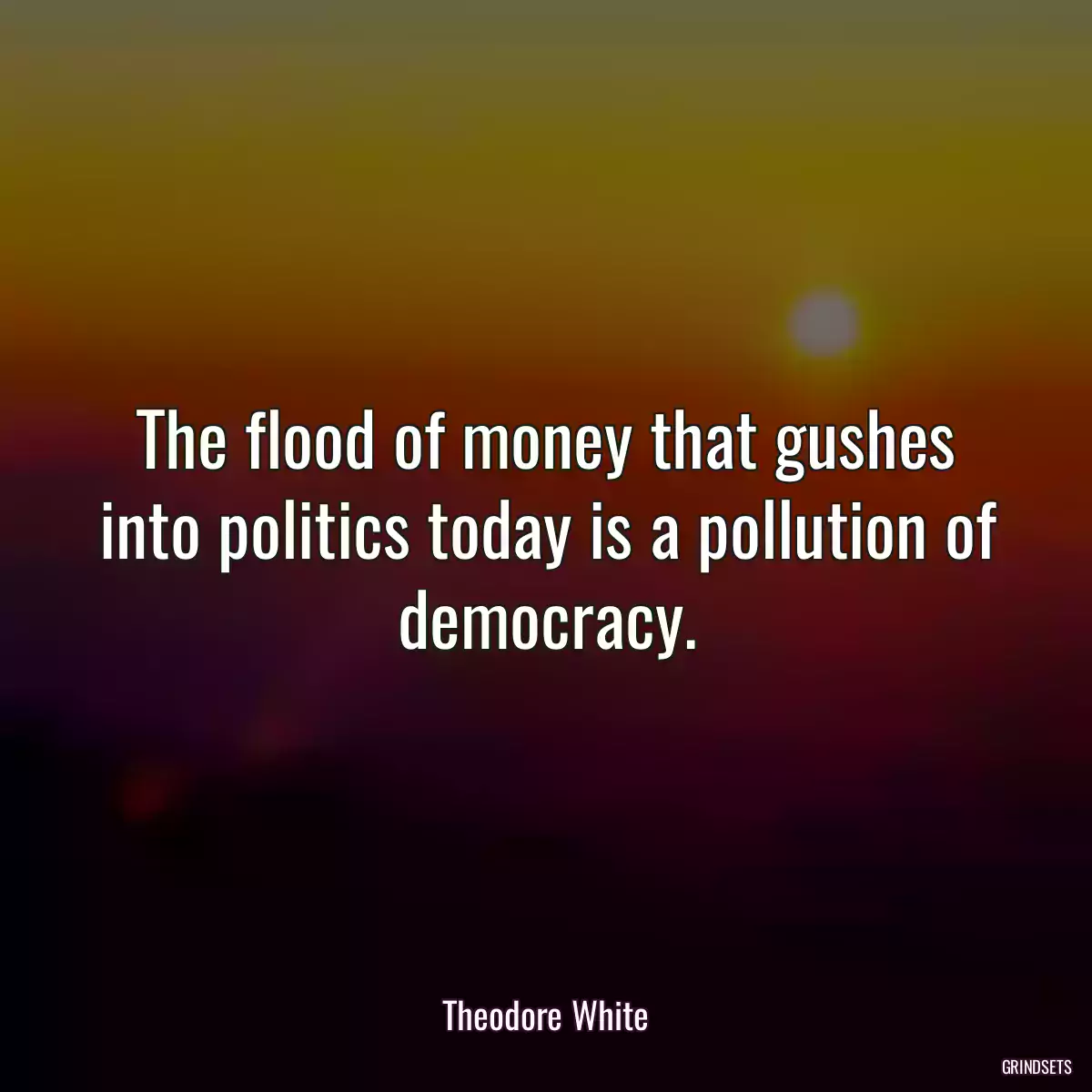 The flood of money that gushes into politics today is a pollution of democracy.