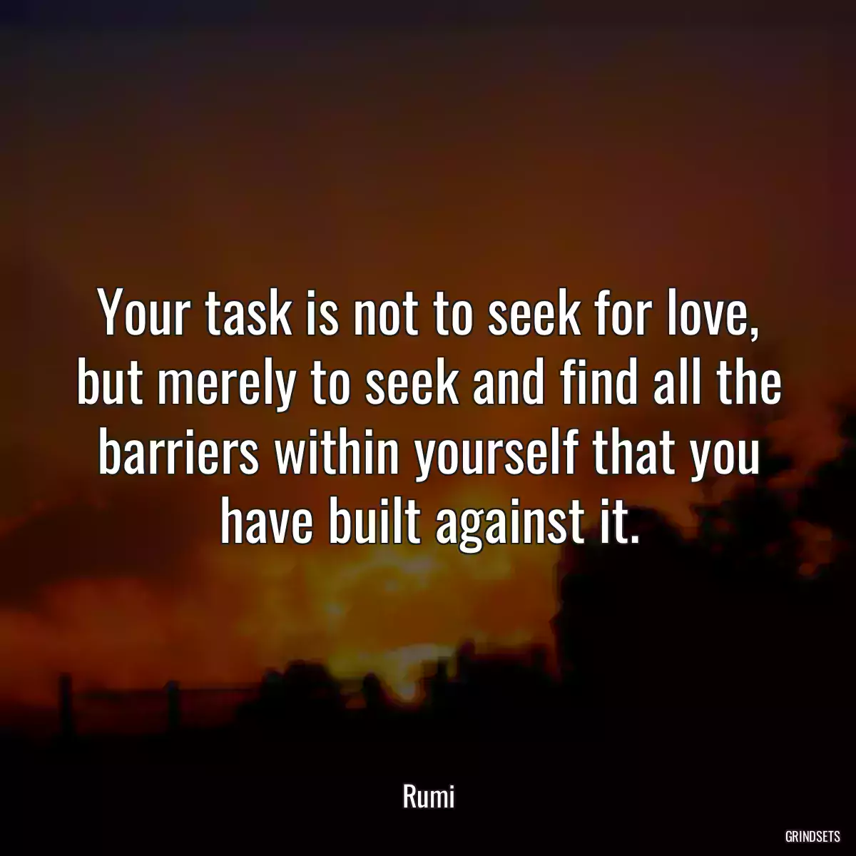 Your task is not to seek for love, but merely to seek and find all the barriers within yourself that you have built against it.