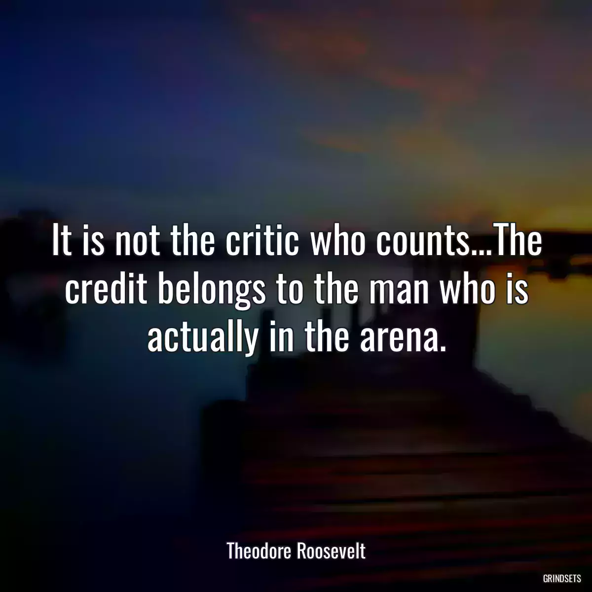 It is not the critic who counts...The credit belongs to the man who is actually in the arena.