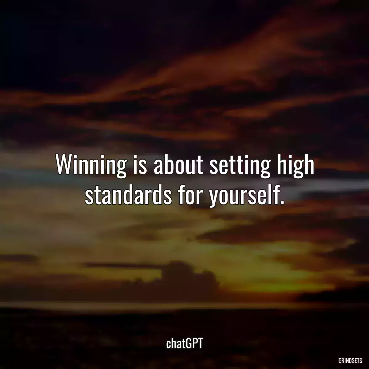 Winning is about setting high standards for yourself.