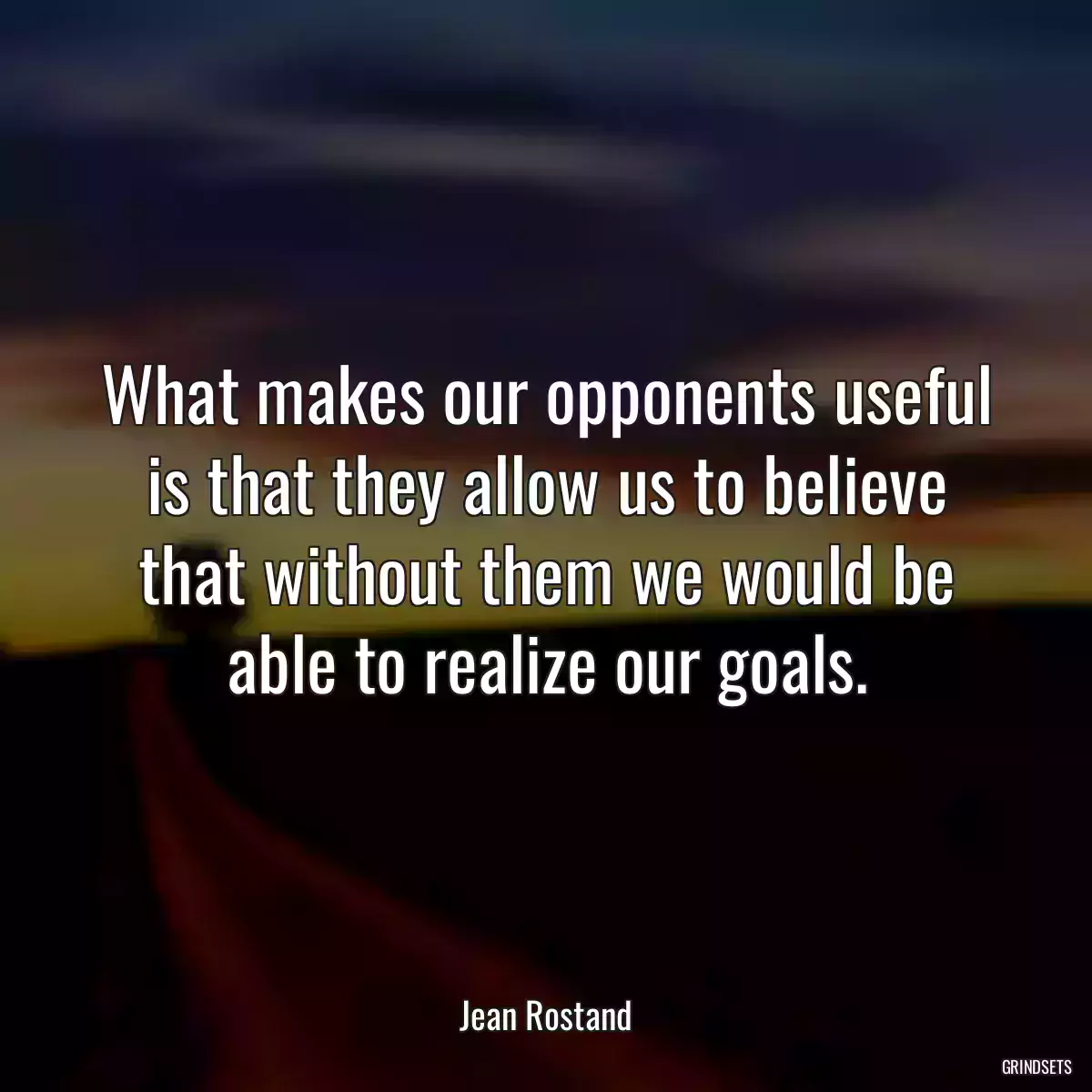 What makes our opponents useful is that they allow us to believe that without them we would be able to realize our goals.