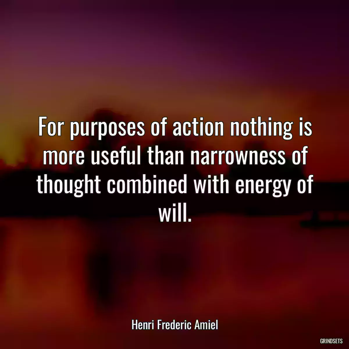 For purposes of action nothing is more useful than narrowness of thought combined with energy of will.