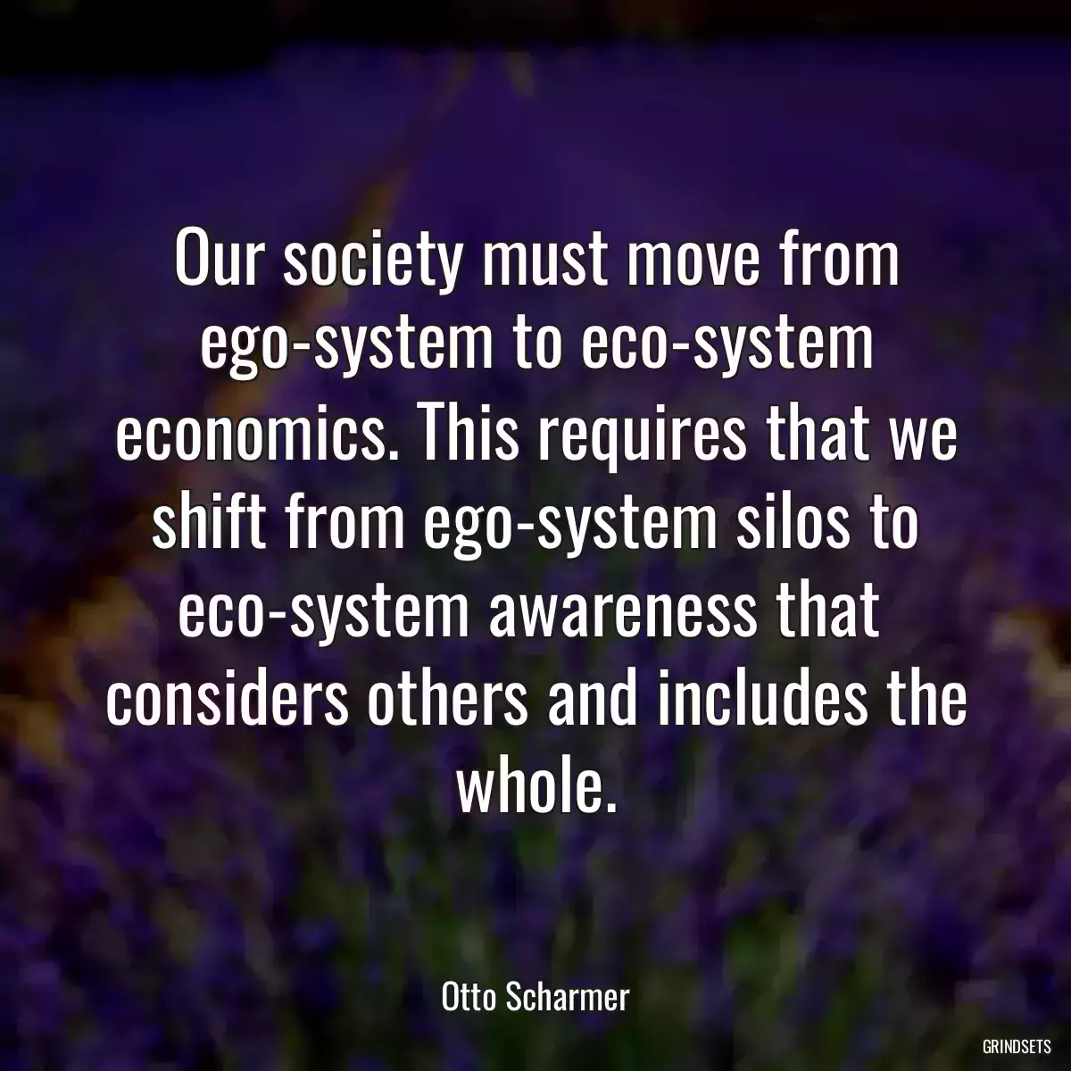 Our society must move from ego-system to eco-system economics. This requires that we shift from ego-system silos to eco-system awareness that  considers others and includes the whole.