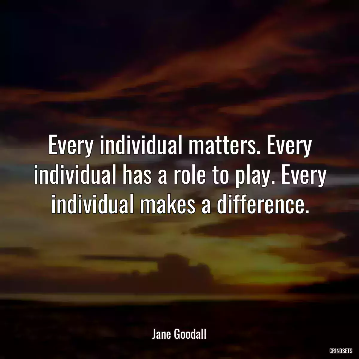 Every individual matters. Every individual has a role to play. Every individual makes a difference.