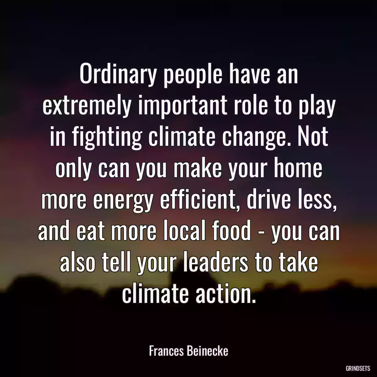 Ordinary people have an extremely important role to play in fighting climate change. Not only can you make your home more energy efficient, drive less, and eat more local food - you can also tell your leaders to take climate action.